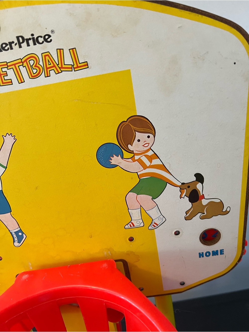 Vintage Fisher-Price Red, Blue & Yellow Kids Table Top Basketball Hoop Toy - Picture 5 of 10